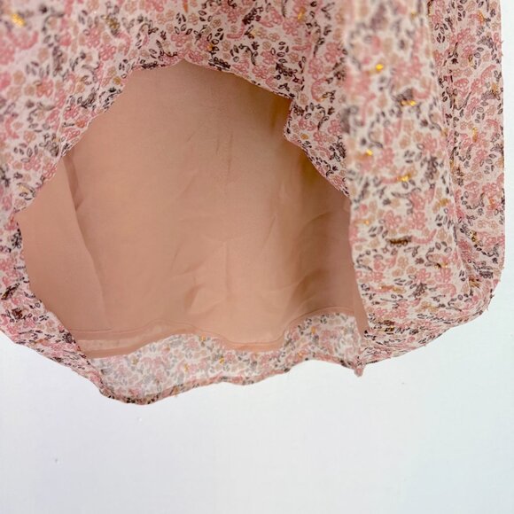 Cupcakes and Cashmere Floral Metallic Flutter Sleeve Top Size Small S EUC - Picture 6 of 11